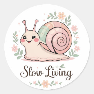 Slow Living | Pastel Snail Floral  ラウンドシール