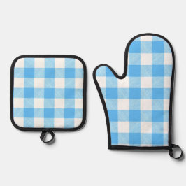 Slow-Living Summer Sky Check 鍋つかみ&鍋敷きセット