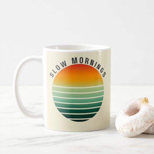 Slow Mornings - Retro Aesthetic Mug コーヒーマグカップ (ドーナツ)