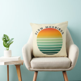 Slow Mornings - Retro Sunset Throw Pillow クッション