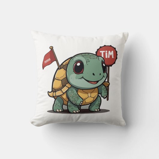 Slow Progress Is Still Progress – Cute Kawaii Turt クッション (正面)