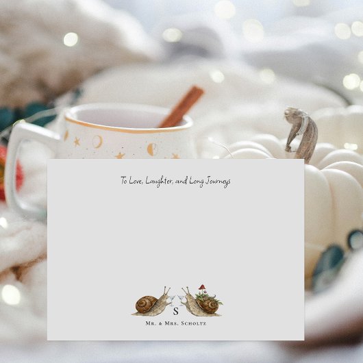 Slow & Steady Snail Wedding | Bride & Groom ノートカード