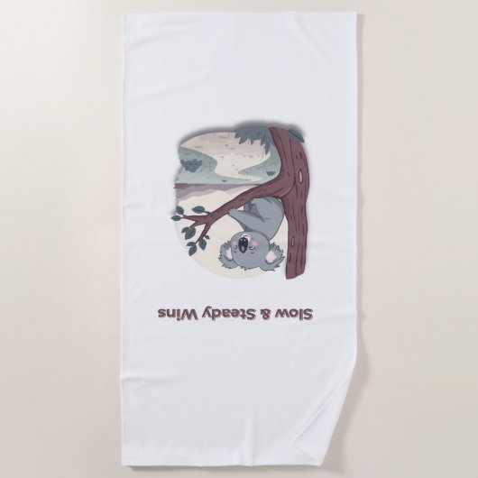 **"Slow & Steady Wins – Motivational Cute Koala "* ビーチタオル (正面)