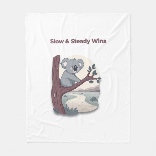 **"Slow & Steady Wins – Motivational Cute Koala "* フリースブランケット (正面)