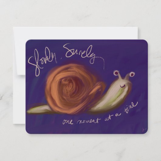Slowly, Surely Oil Painted Snail Notecard ノートカード (正面)