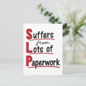 SLPが多くの書類作業のスピーチセラピー ポストカード (スタンド正面)