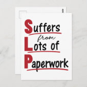 SLPが多くの書類作業のスピーチセラピー ポストカード (正面/裏面)