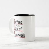 SLPが大量の書類作業の音声セラピー ツートーンマグカップ (正面左)