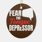 SLPの舌を抑えるデザインを恐れる セラミックオーナメント (左)