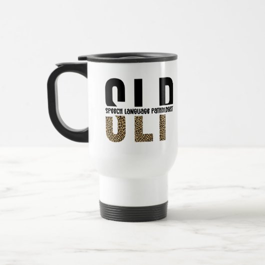 SLPチータープリント言語病理学者ギフト トラベルマグ (左)