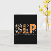 Slpハロウィンおもしろいコスチュームかぼちゃの秋スケルトン カード (黄色い花)