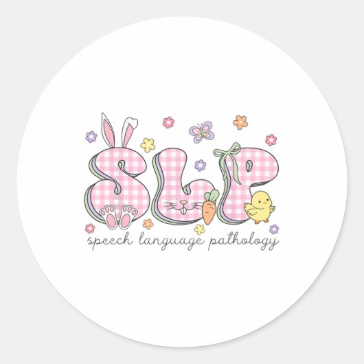 Slp復活祭スピーチ言語病理学春スピーチ ラウンドシール (正面)