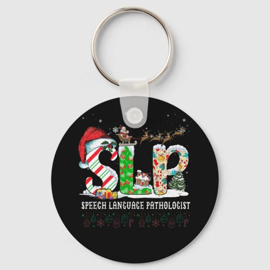 SLP言語病理学者サンタクリスマス キーホルダー (正面)