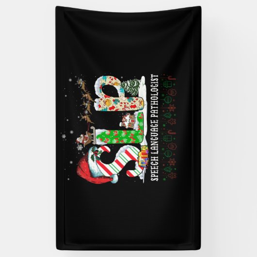 SLP言語病理学者サンタクリスマス 横断幕 (縦)