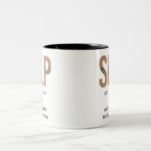 SLP音声パーソナライズされた病理医Leopard Print ツートーンマグカップ (中央)