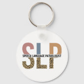 SLP音声病理医レオパード印刷タイポグラフィ キーホルダー (裏面)