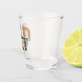 SLP音声病理医レオパード印刷タイポグラフィ ショットグラス (右)