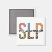 SLP音声病理医レオパード印刷タイポグラフィ マグネット (正面/裏面)