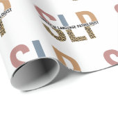 SLP音声病理医レオパード印刷タイポグラフィ ラッピングペーパー (ロールコーナー)