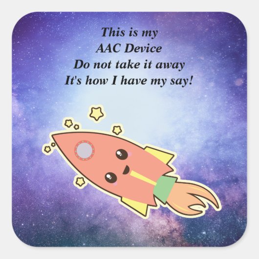 SLP AAC Aids - ALERT Stickers for Devices -宇宙 スクエアシール (正面)