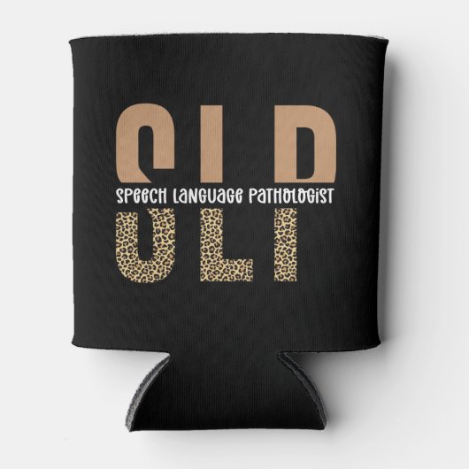 SLP cheetah print Speech language pathologist gift 缶クーラー (正面)