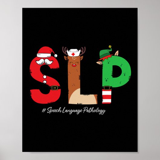 Slp Speech Language Pathologist Christmas Slp Sant ポスター (正面)