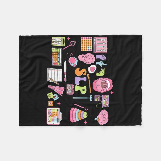 Slp Speech Therapy Speech Language Pathologist App フリースブランケット (正面(横))