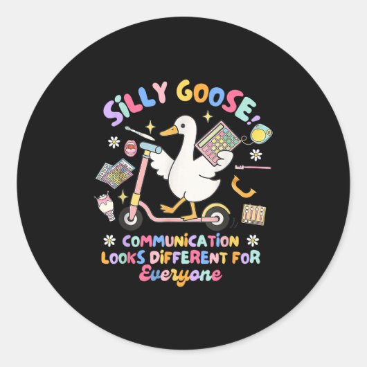 Slp Speechie Silly Goose Communication Looks Diffe ラウンドシール (正面)