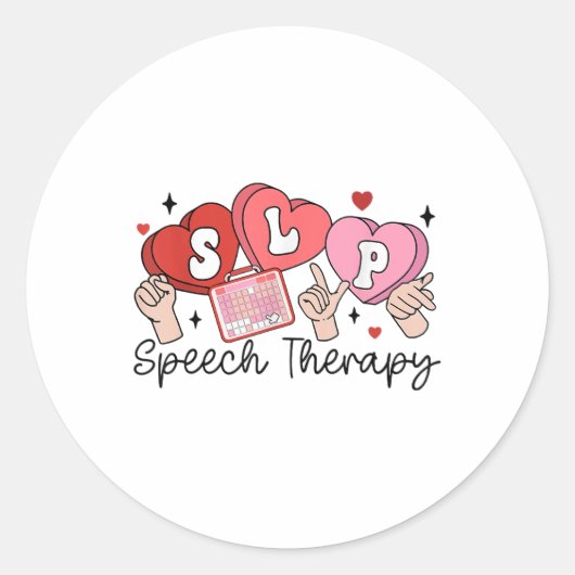 Slp Valentines Day Speech Language Pathologist Stu ラウンドシール (正面)