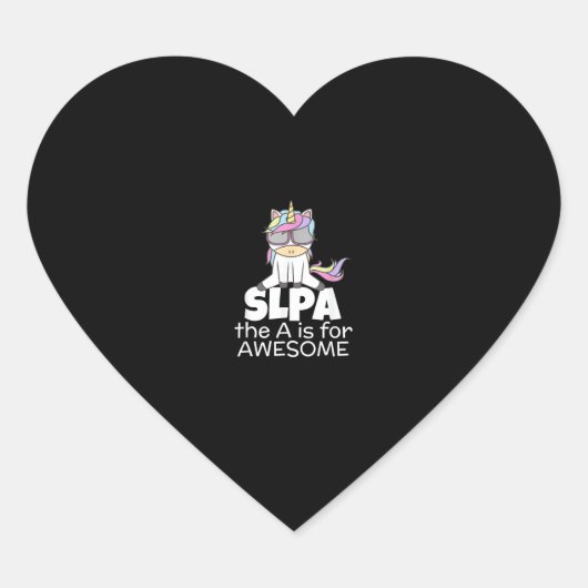 SLPA言語療法士のためのクールユニコーン ハートシール (正面)