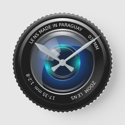 SLRズームレンズデザイン ラウンド壁時計 (正面)