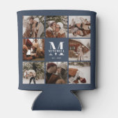 Slsimple Navy モダン Blue Photo Collage Keepsake 缶クーラー (裏面)