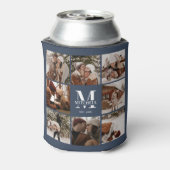 Slsimple Navy モダン Blue Photo Collage Keepsake 缶クーラー (缶裏面)