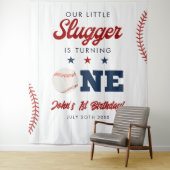 Slugger Baseball 1st Birthday Photo Backdrop タペストリー (インサイチュ)