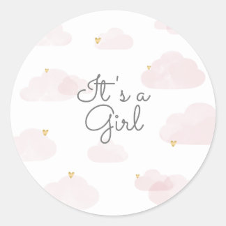 Sluitzegel it's a girl roze wolken ronde sticker ラウンドシール