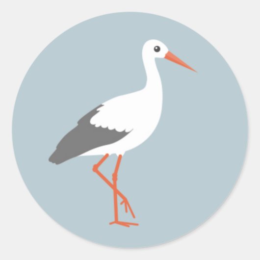 Sluitzegel ooievaar blauw ラウンドシール (正面)