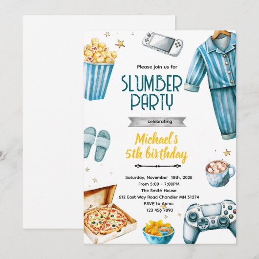 Slumber boy theme invite 招待状 (正面/裏面)