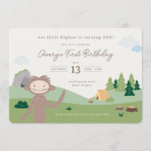 Slumberkins Bigfoot Woodland First Birthday 招待状 (正面)