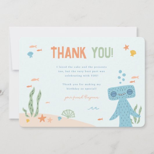 Slumberkins Hammerhead Birthday サンキューカード (正面)