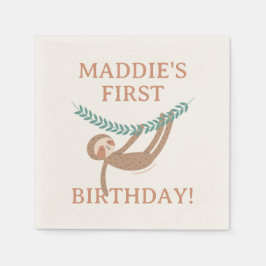 Slumberkins Sloth Birthday スタンダードカクテルナプキン