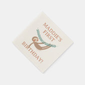 Slumberkins Sloth Birthday スタンダードカクテルナプキン (角)