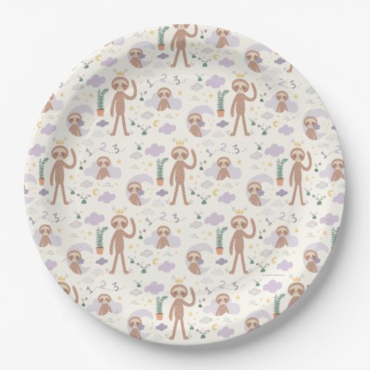 Slumberkins Sloth Birthday Paper Plates ペーパープレート (正面)