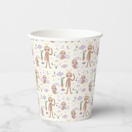 Slumberkins Sloth Pattern Birthday 紙コップ (正面)