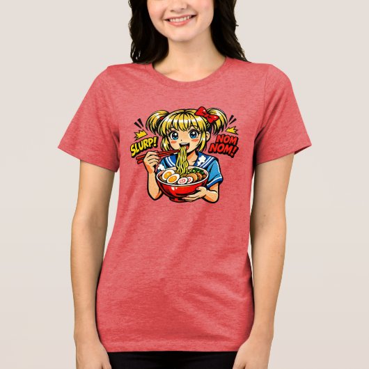 Slurp Nom Anime Girl Ramen Noodles トライブレンドＴシャツ (正面)