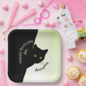 Sly Black Catハッピーバースデー年と名前 ペーパープレート (パーティー)