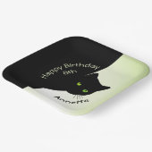 Sly Black Catハッピーバースデー年と名前 ペーパープレート (傾斜あり)