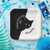 Sly Black Catハッピーバースデー年と名前 ペーパープレート (パーティー)