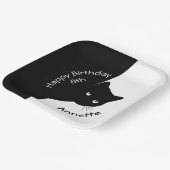 Sly Black Catハッピーバースデー年と名前 ペーパープレート (傾斜あり)