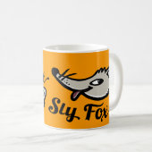 Sly foxグラフィックのマグオレンジ コーヒーマグカップ (正面右)