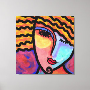 Sly Grin抽象芸術絵画デジタルの女性 キャンバスプリント